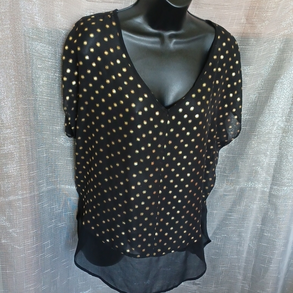 Bobeau Polka Dot Top, high low